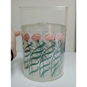 Vintage Lucite Plastic Ice Bucket by Stotter MCM Vintage Peach Carnation Pattern